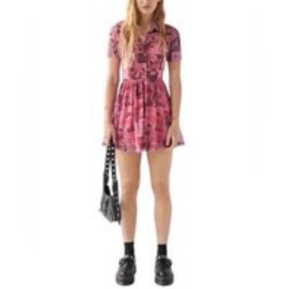 Urban Outfitters Pink Mini Polo Collar Dress